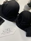 Silky Raven Charm Push Up Bra Set