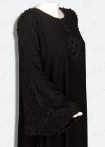 black abaya with stones and pearls