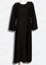 black abaya with stones and pearls