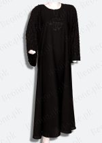 black abaya with stones and pearls