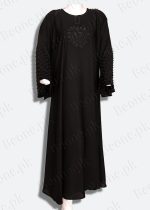 black abaya with stones and pearls