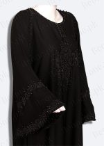 black abaya with stones and pearls