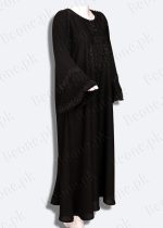 black abaya with stones and pearls