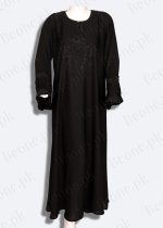 black abaya with stones and pearls