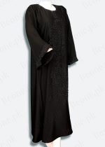 black abaya with stones and pearls