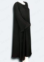 black abaya with stones and pearls