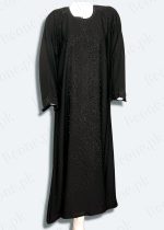 black abaya with stones and pearls