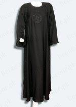 black abaya with stones and pearls