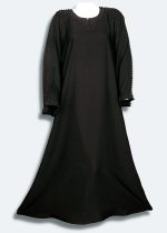 black abaya with stones and pearls