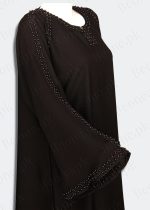 black abaya with stones and pearls