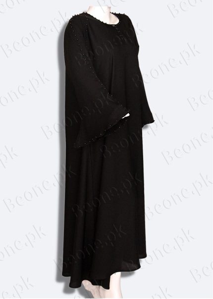 black abaya with pearls