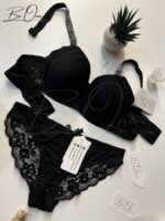 Silky Raven Charm Push Up Bra Set